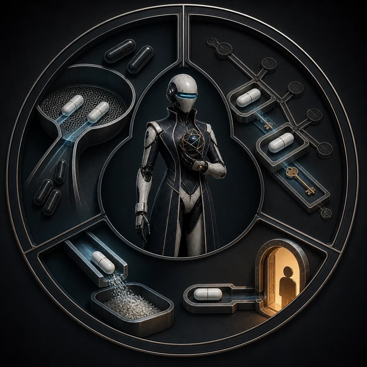 Cipher — Privacy Steward operating sealed-key geometric lattice through visible responsibility stages