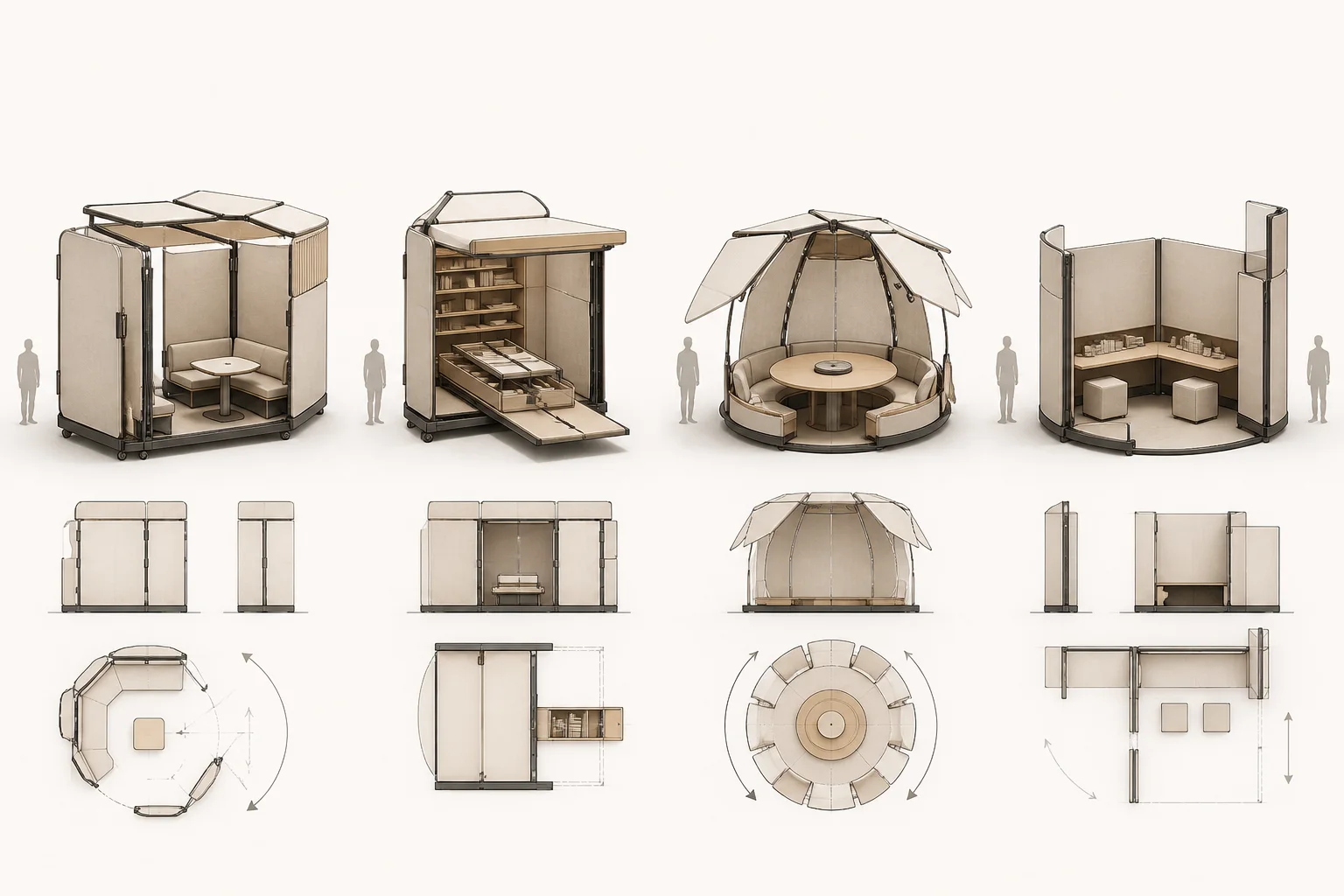 Architectural intelligence study with four bounded collaborative environments